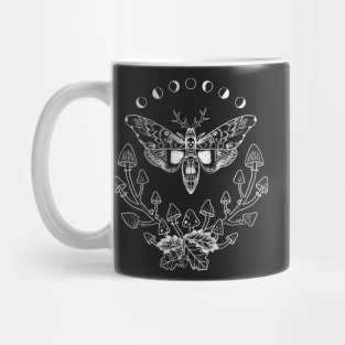 Death moth with moon phases mushrooms. Goblincore Fairycore Mug